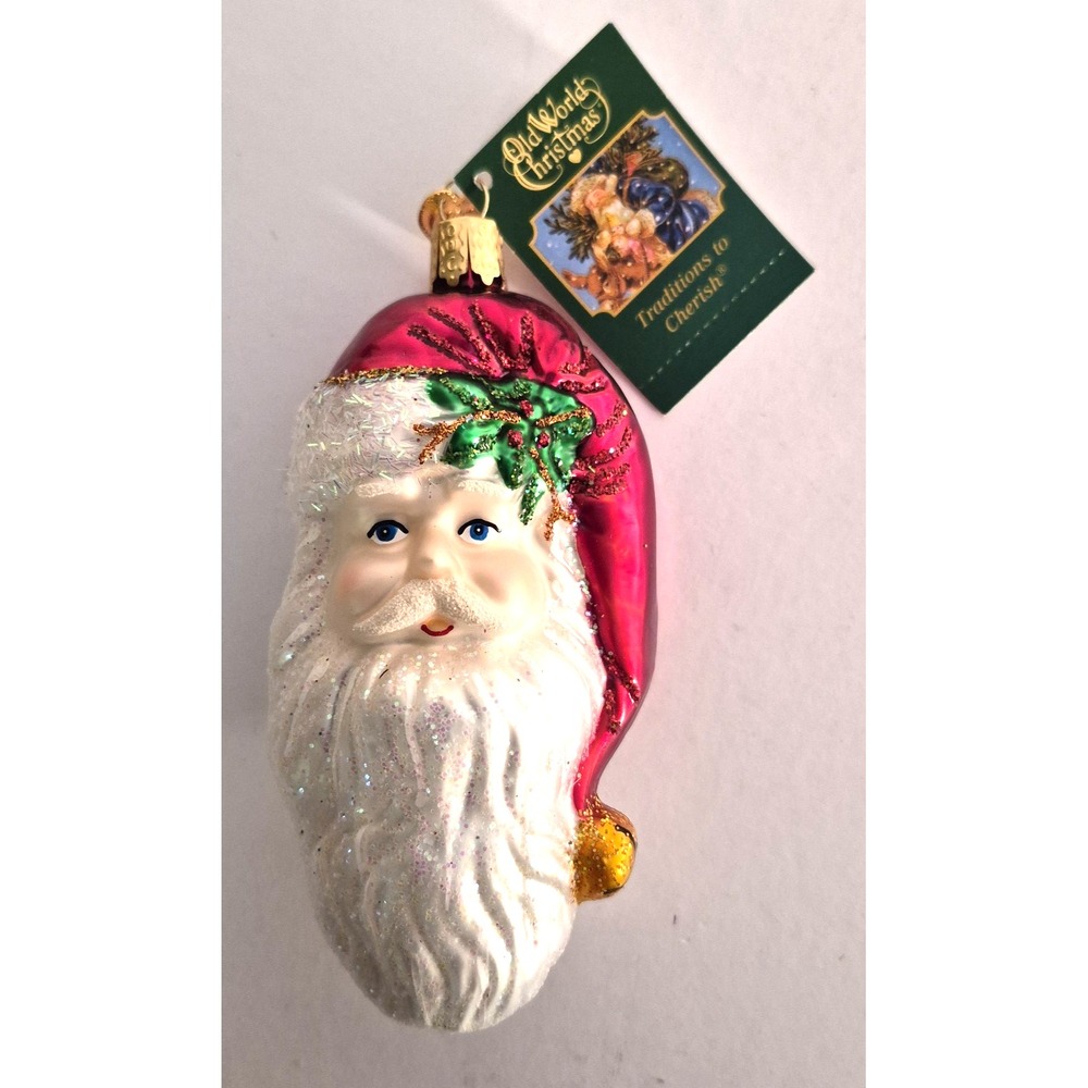 SANTA FACE - OLD WORLD CHRISTMAS BLOWN GLASS ORNAMENT With Box